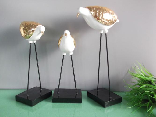 树脂工艺品三鸟摆件,创意简约天然贝壳家具饰品,桌面厂家直菹
